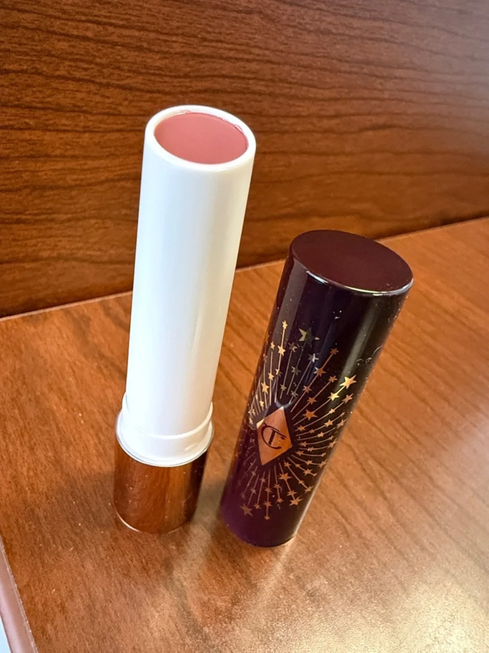New Charlotte Tilbury Hyaluronic HappyKiss Lipstick Balm in Pillow Talk